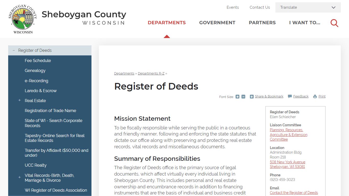 Register of Deeds | Sheboygan County