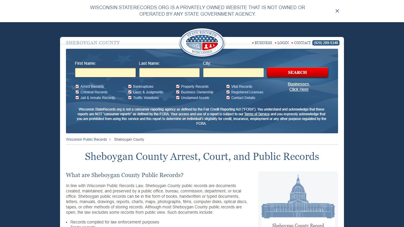 Sheboygan County Arrest, Court, and Public Records