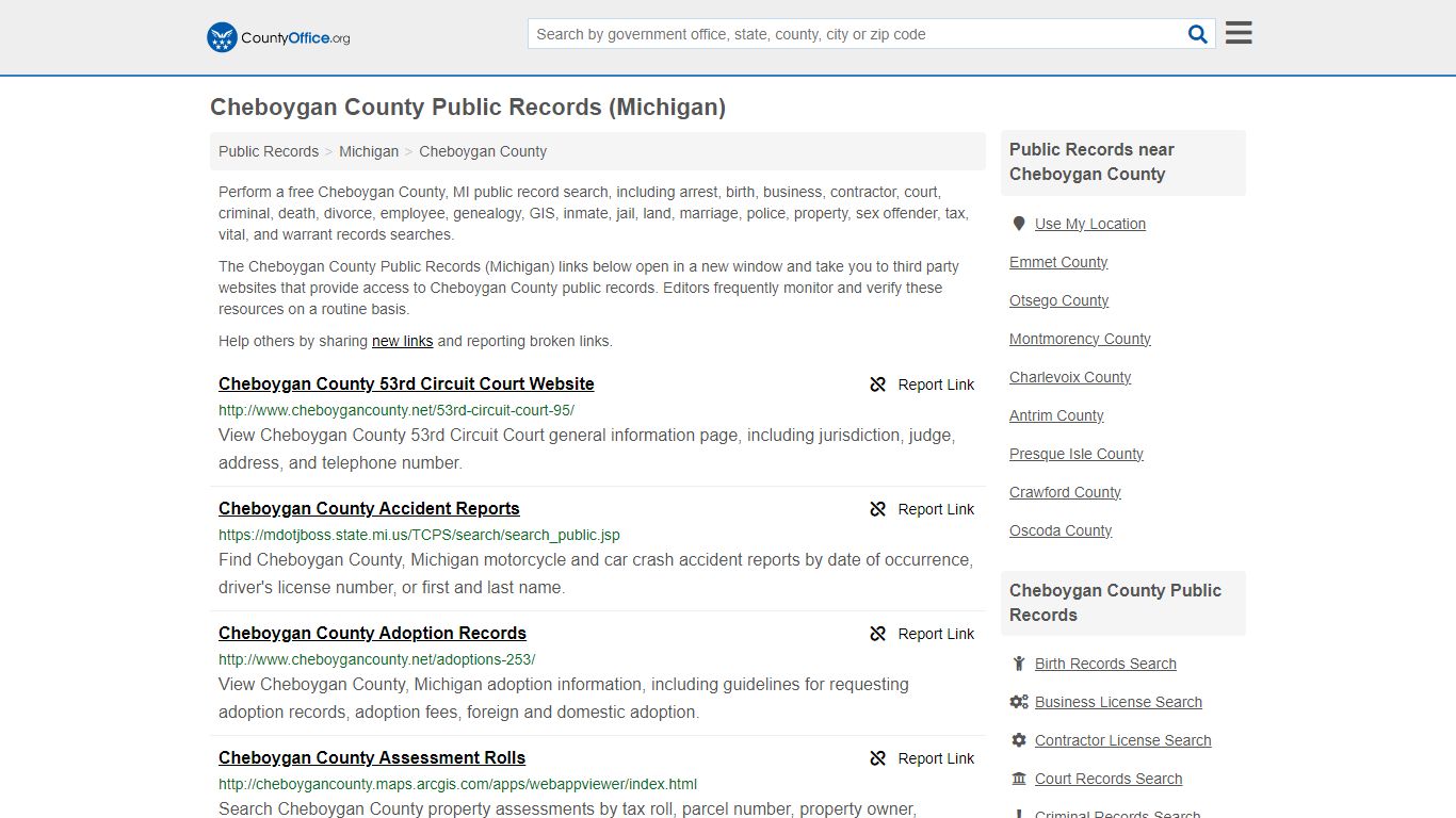 Cheboygan County Public Records (Michigan) - County Office
