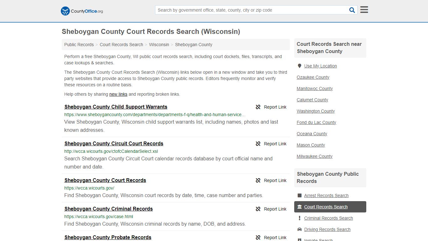 Sheboygan County Court Records Search (Wisconsin) - County Office